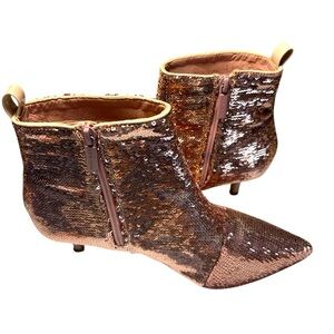 Unilody Pink Sequin Bootie Pumps Sz 6.5